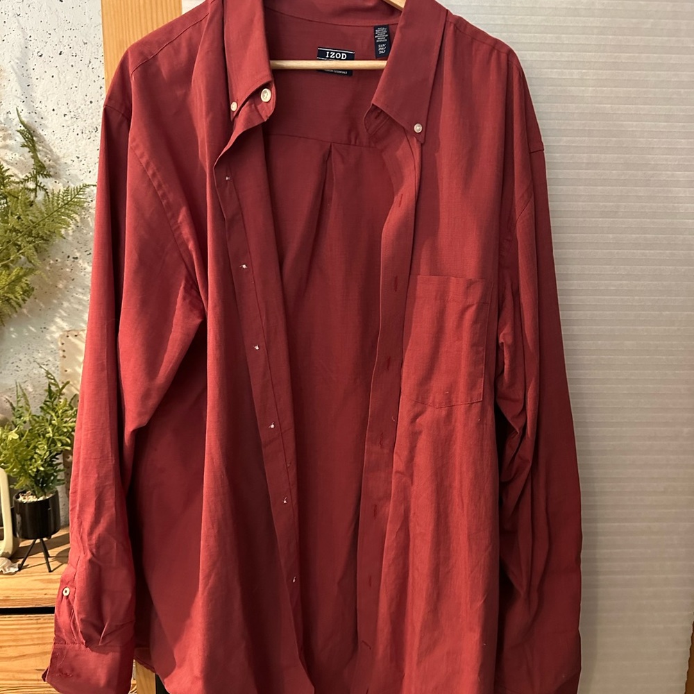 Izod Maroon Casual Shirt